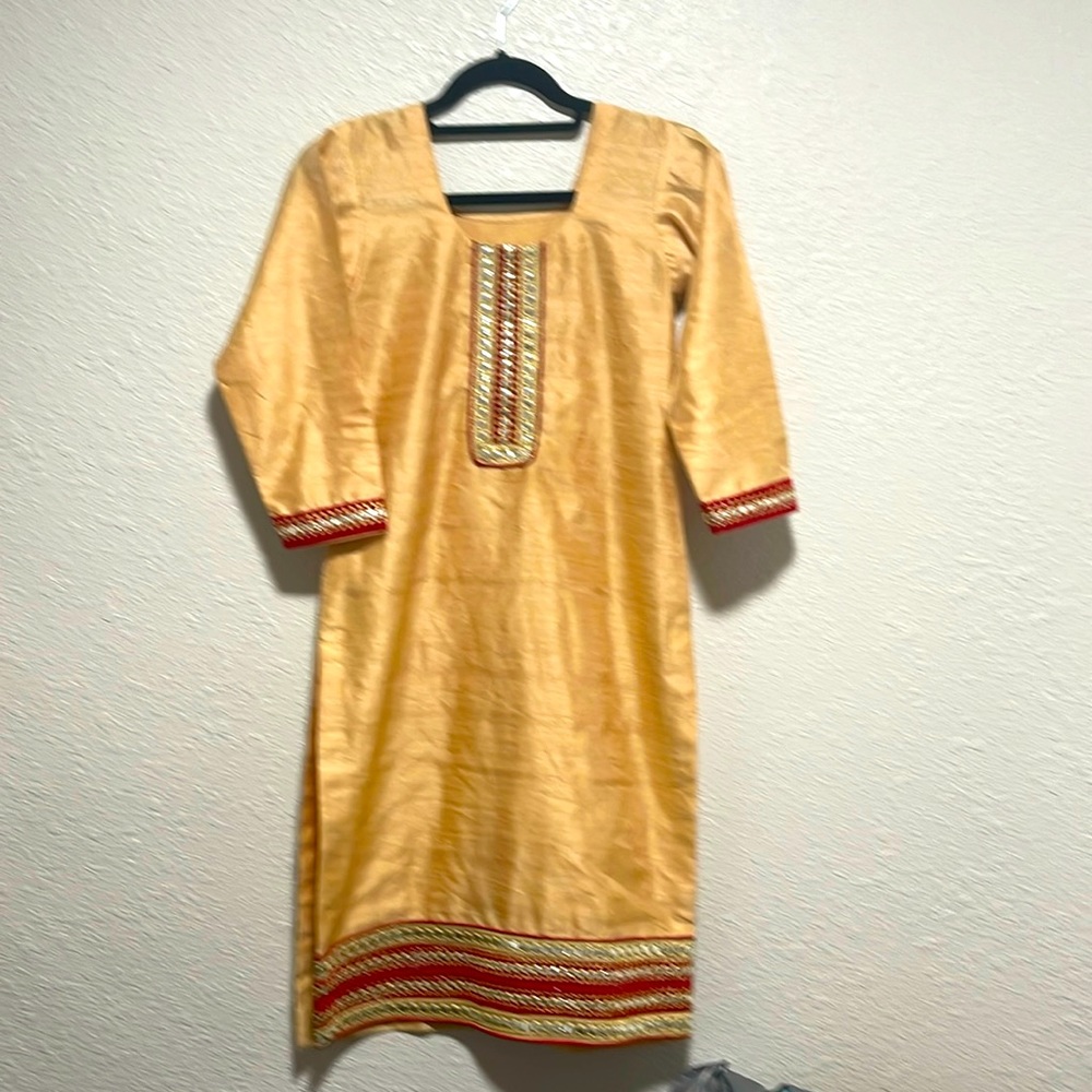 One of a kind Indian tunic with side slits and mirrors